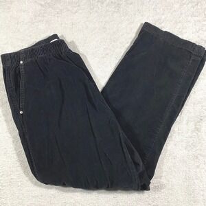 Breckenridge Corduroy Pants Womens 12P Black Elastic Waist Straight Leg Cotton